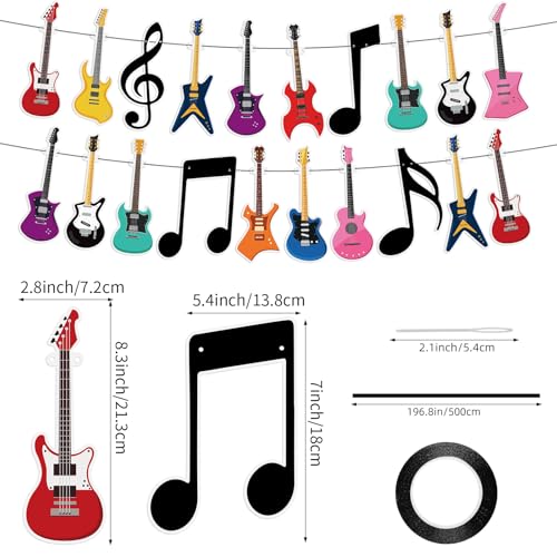 Image of Hooqict Guitar Birthday Party Banner Music Themed Party Decorations Banner Garland Sign for Rock and Roll Guitar Birthday Decorations Supplies
