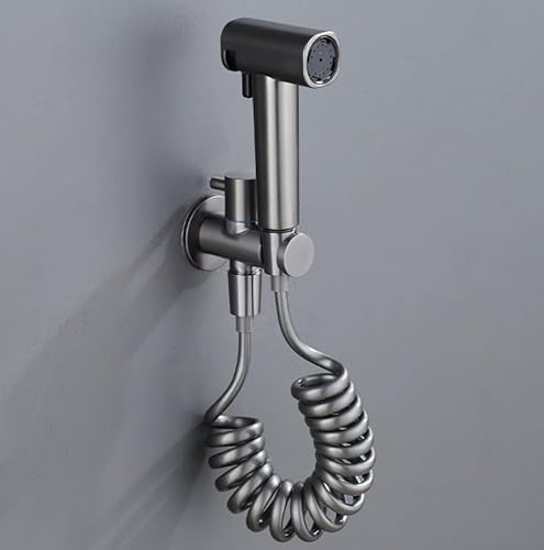 Pulvérisateur de bidet avec deux modes et support mural, pulvérisateur portable réglable en laiton pour l'hygiène personnelle et le nettoyage (gris)