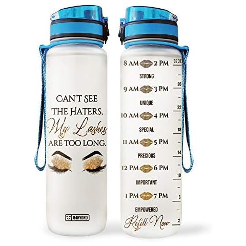 64HYDRO 32oz 1Liter Motivational Water Bottle with Time Marker & Removable Strainer, Cool Funny Makeup Gifts for Women, Gifts for Her, Gifts for Mom, Daughter, Sister, Friends, Inspirational Gifts Cover