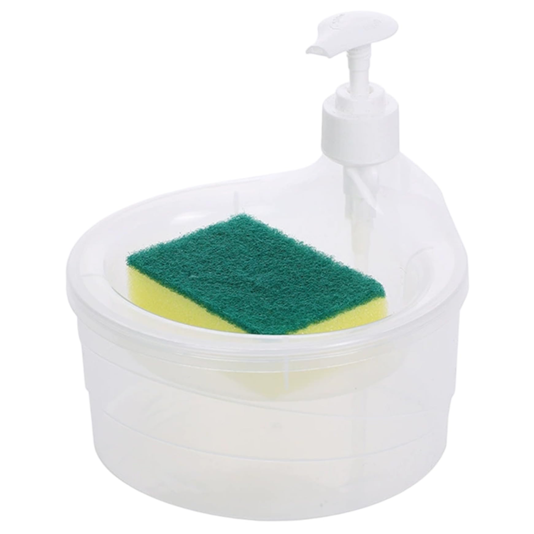 NASSMOSSE Sponge Soap Dispenser, 2 in 1 Press Type Dish Soap Dispenser with Sponge Holder for Bathroom Kitchen Countertop