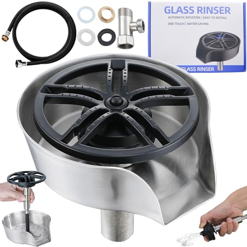 Glass Rinser and Cup Washer for Sink, 360° Rotating Spray Nozzle with Pull-Out Design, Bottle Cleaner...