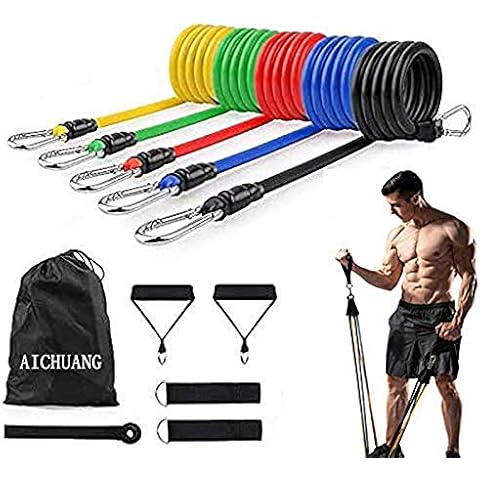 AICHUAN Resistance bands, home stretch training sports resistance band suit, resistance bands men and women to use at home and gym and easy to carry (A1) Cover