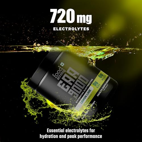 Image of Foodstrong EAA 9000 with Hydrating Electrolytes, Lemon Lime Flavour, 9g Essential Amino Acids (EAA) & 6g BCAA Per Serving - Supports Muscle Recovery & Rehydration - 300g, 25 Servings
