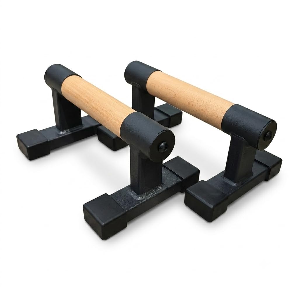 Parallettes Bars, Large Push Up Bars Strength Training, Wooden Push Up Stands Handle for Handstands, Dips & Full Planche, Calisthenic, 300Kg/661lbs Weight Capacity (Small)