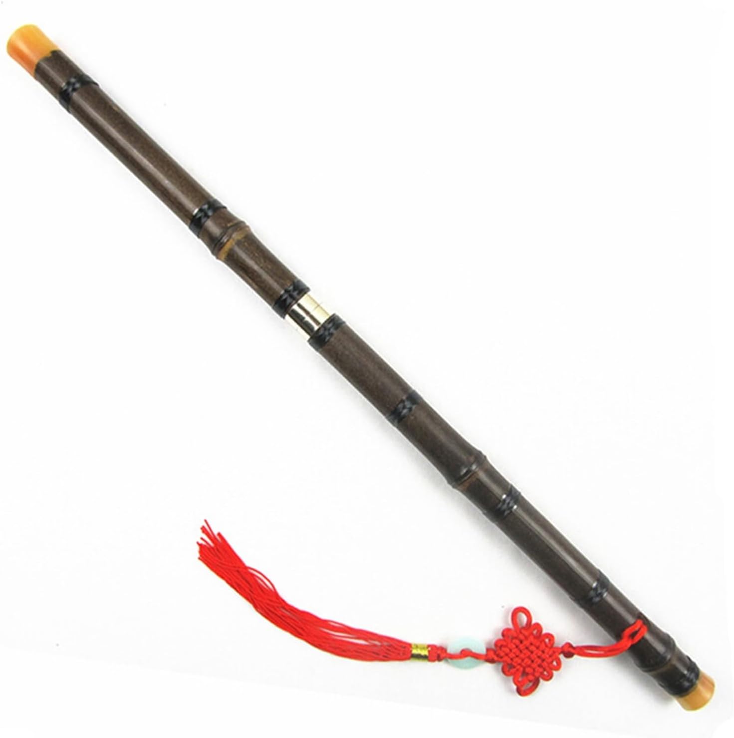 尺八 鳳舟 籐巻 銀三線 約319g 約45cm 尺八 鳳舟 銀三線 籐巻 約