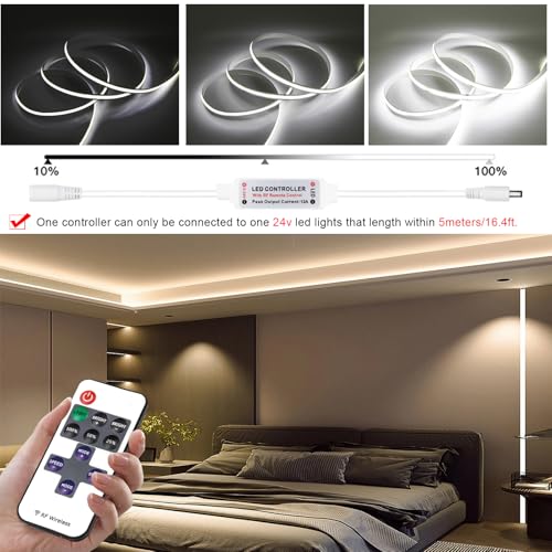 Tira Led COB luz blanca cálida con fuente y dimmer miniatura 2