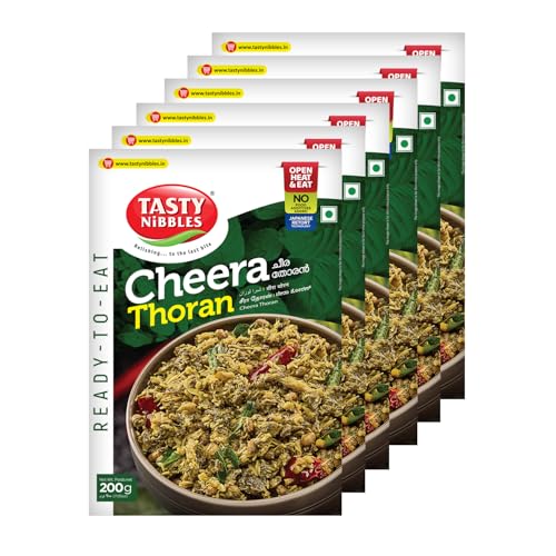 Image of Tasty Nibbles Ready to Eat Cheera Thoran 200g | Open Heat & Eat | Vegetarian | No Added Preservatives | Japanese Retort Technology [Pack of 6]