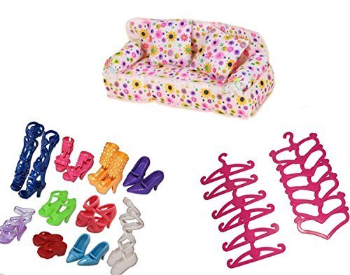VISKEYPack of 10 Shoes 20 Hangers and 1 Sofa Children Boys Girls Toys
