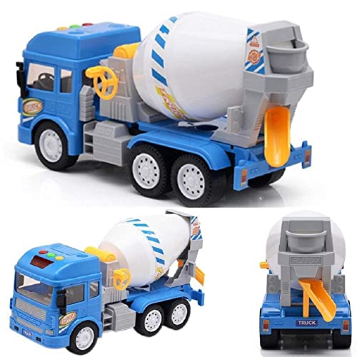 Image of Friction Powered Cement Mixer Truck Toy 3+ Years Old Kids Boys Girls Building Construction Truck Toys with Movable Mixer Drum Light Music Pull Back Vehicles (Multicolor)
