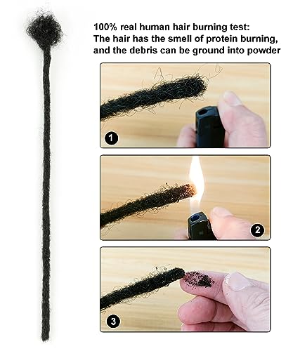 4inch 10 Strands 100% Human Hair Dreadlock Extensions, 0.4cm Width Handmade Loc Extensions Human Hair for Men Women Kids, Permanent Dread Extensions Can Be Dyed Bleached Curled(Natural Black) - Image 6