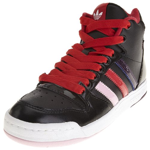adidas Midiru Court Mid Baskets pour Femme, Rayures Noires, Rouges et Roses, 40 EU