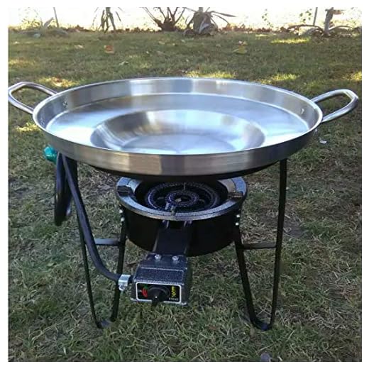 Lavo Home 22" Large 3in1 Mexican Style Concave Stainless Steel Comal, Set With Propane Burner Stove & Heavy Duty Metal Cast Iron Stand, Ideal for Residential, Commercial or Restaurant, Tacos & Discada