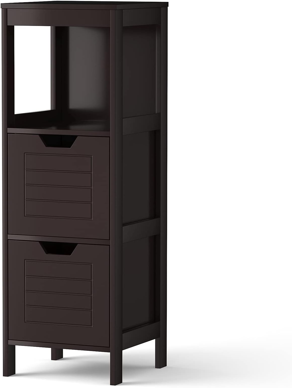 Tangkula Bathroom Floor Cabinet, Narrow Wood Storage Cabinet w/2 Switchable Drawers, Multifunctional Side Cabinet for Bathroom, Freestanding Small Cabinet for Small Spaces, 12 x 12 35 Inch (Espresso)