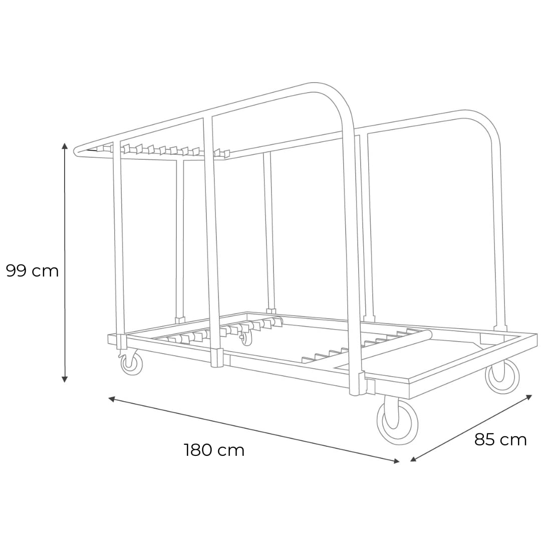 Carro Universal para Transporte de mesas Redondas y Rectangulares | Carrito Práctico y Resistente para Restaurantes, Hoteles y Eventos.