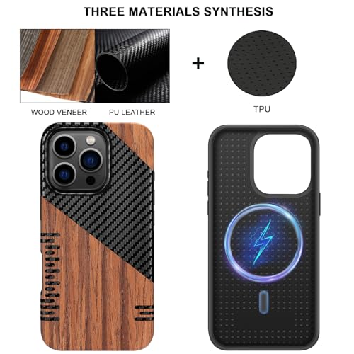Coque iPhone 16 Pro Max hybride bois carbone cuir étui MagSafe Twill - 2