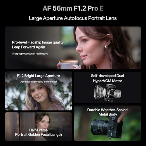 Image of VILTROX AF 56mm F1.2 Pro E Lens for Sony E Mount, 56mm f /1.2 Wide-Angle Fixed-Focus APS-C Lens with HyperVCM Motor Compatible with Sony Camera a7IV a7RV a9II a7CII ZVE1 A1 a6700 a6400