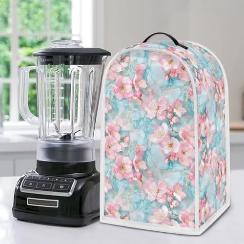 Image of Talayituse Cherry Blossom Marble Print Blender Dust Cover, Fingerprint Protection Cover for Stand Mixer or Coffee Machine, Home Kitchen Appliance Covers for Stain Dust Resistant Supplies