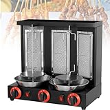 Vertikal Dönergrill,Gas Edelstahl Döner Kebab Maschine Dönergrill Tischgrill Grillofen Für Zuhause Mit 360° Drehbar,Mit Temperatureinstellschalter,Für Restaurant Wohnküche,Black