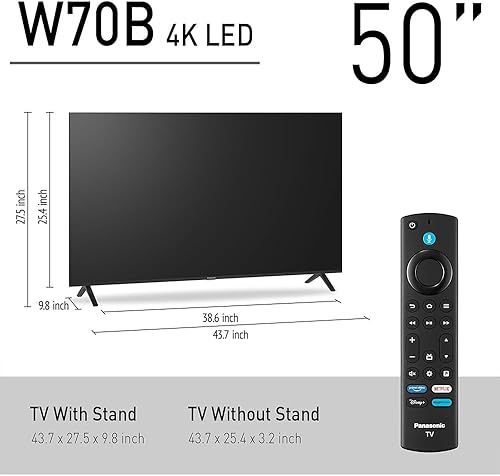 Miniatura 3 de Panasonic TV-50W70BP Serie W70 50 pulgadas LED 4K Ultra HD Smart Fire TV Bundle con altavoz WN10 cuello, protección mejorada CPS de 4 años, 2 cables