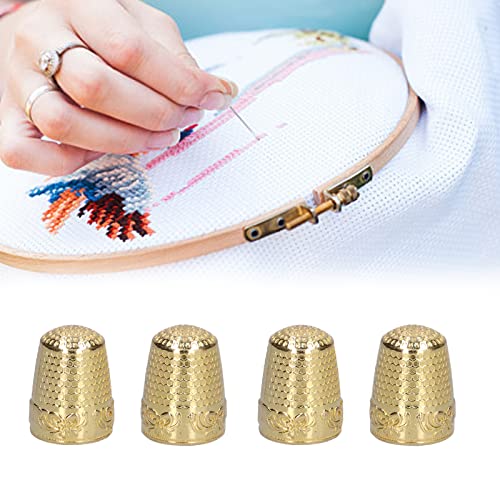 10pcs Sewing Thimbles, Metal Thimbles for Hand Sewing Finger Protector Fingertip Protectors Thimbles for Hand Quilting Embroidery Fingertip Shield Thimbles Sewing Accessories(Gold)