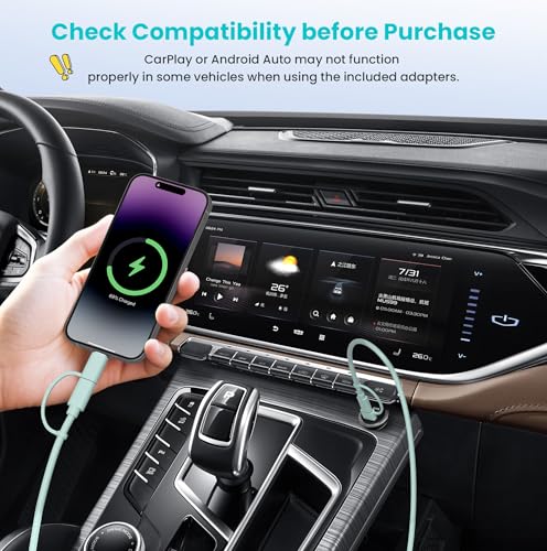 Image of Elebase Multi Charging Cord,USB to USB C Charging Cord 3.3FT,60W Fast Charger Cable with Type C /USB A /Lightning Adapter for Car,iPhone 17 16 15 14 Max,iPad Pro 2024,8th Air,Google Pixel 10 9 8 XL Fold