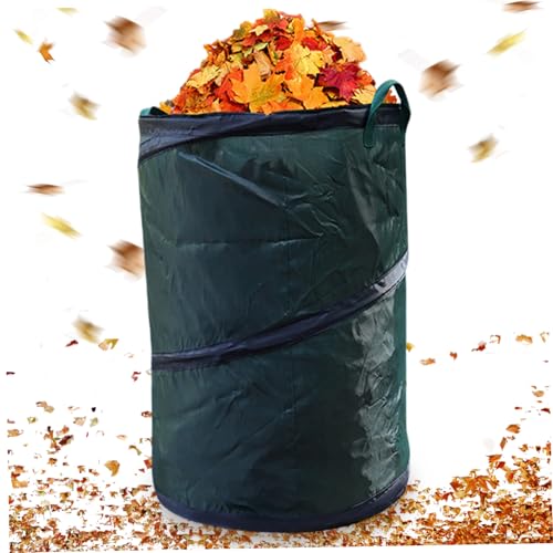 Peosaard Collecteur de Feuilles, Sac collecteur de Feuilles avec poignée 18, 5 x 24 Pouces 100 L Pliable Pop-up Lavable réutilisable en Polyester 210D Sacs à déchets Jardin pelouse, Sac Collecte