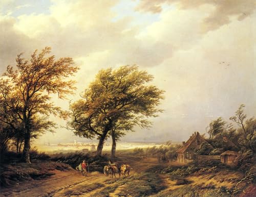 Cuadro pintura al óleo decorativo 60x90cm, lienzo de paisaje clásico para salón
