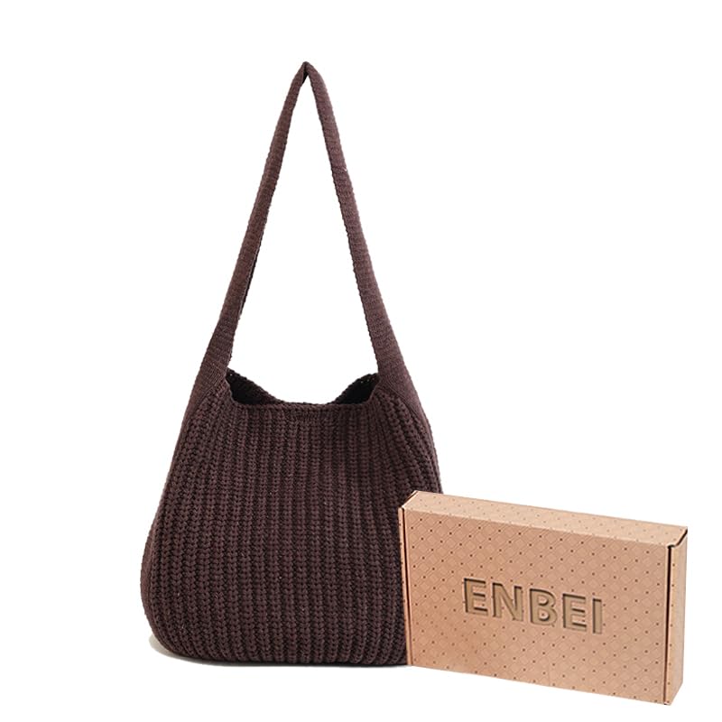 Image of ENBEI Women's Crochet Tote Bag Knit Shoulder bag,Aesthetic Bag,Cute Eco-Friendly Tote for Travel,Daily Use,Gift Box Packaging