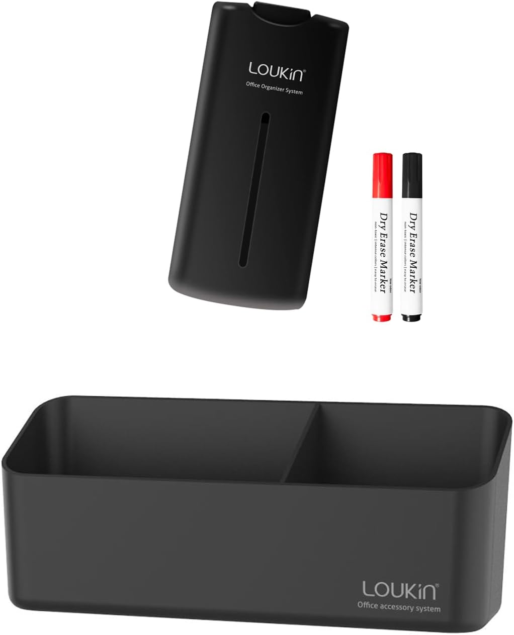 loukin Whiteboard Accessories Bundle | All-in-One Magnetic Dry Erase Eraser & Magnetic and Adhesive Marker Holder & Low-Odor Dry Erase Markers