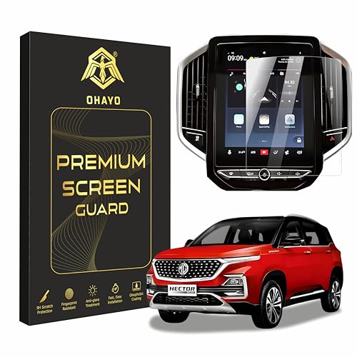 Image of OHAYO 9H Military Strength Screen Protector for MG Hector Facelift 2023 10.4 Inch Infotainment Display | Edge-to-Edge Coverage, Scratch Resistant, Bubble-Free Installation, Ultra HD Clarity, Anti-Fingerprint Coating, Precision Fit with Installation Kit