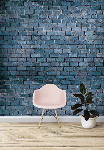 Image of DWELLSINDIA 3D Brick Midnight Blue Self Adhesive Wallpaper Waterproof, Scratch Resistant, Laminated 41cmx244cm