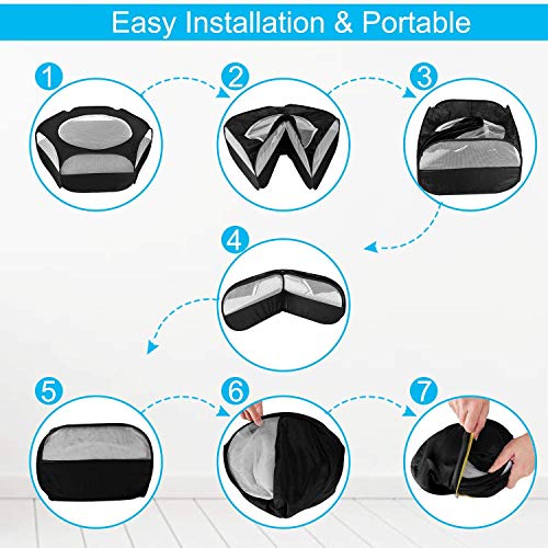 Kinderbox voor kleine dieren, draagbare opvouwbare kooitent voor kleine huisdieren, waterdichte buitenomheining voor buitenoefeningen met bovenklep Anti-ontsnapping (Zwart-1) - Image 5