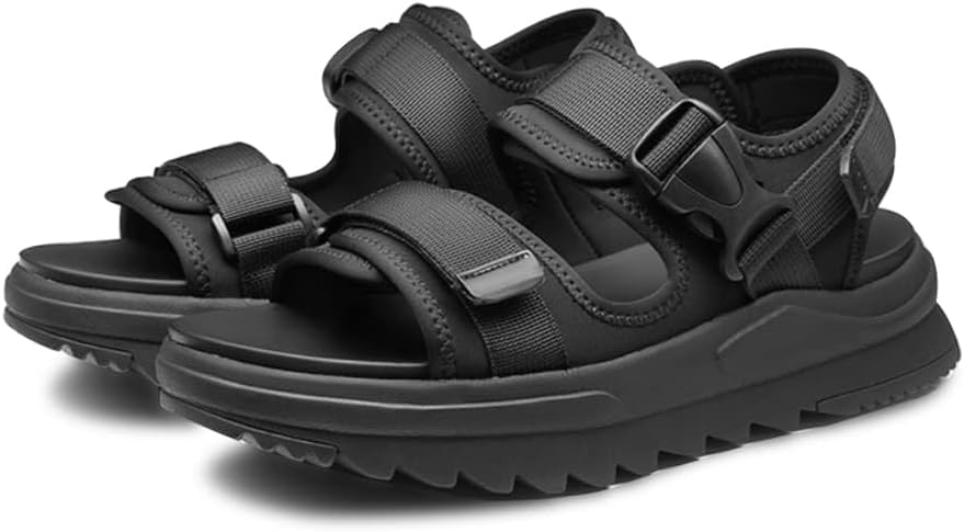 [MERLIN] チャンキーソール サンダル メンズ 靴 黒 ブラック おしゃれ 厚底 スライドサンダル ジップサンダル 厚底サンダル スポーツサンダル スポサン スクエアトゥ くつ シューズ