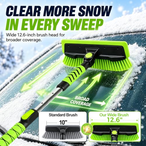 44" Snow Brush and Ice Scraper for Car, Soft TPR Squeegee&Extendable Handle by X XINDELL - Used condition - Image 3