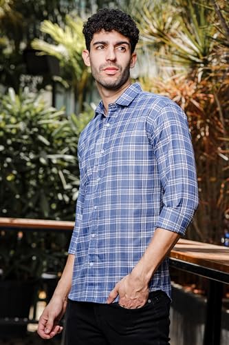 Image of IndoPrimo Men's Regular Fit Cotton Super Checks Casual Shirt for Men Full Sleeves - Rockey