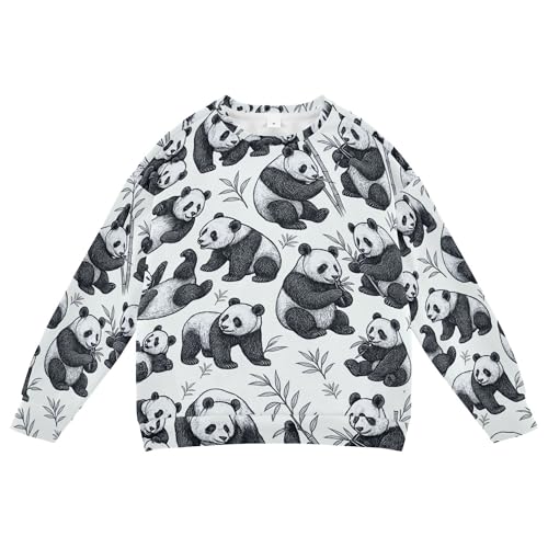 JUNZAN Cute Black White Panda Little Boys Hoodie Sweatshirt Fleece Hoodies for Girls Athletic 4T