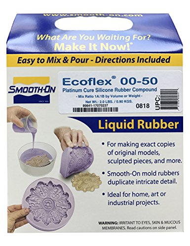 Smooth-On Ecoflex 00-50 Platinum Silicone 2 lb Kit - Clear Silicone Rubber - Casting, Art, Craft, Model - 3 Hr Demold Time - Low Viscosity - Shore 00-50 Hardness
