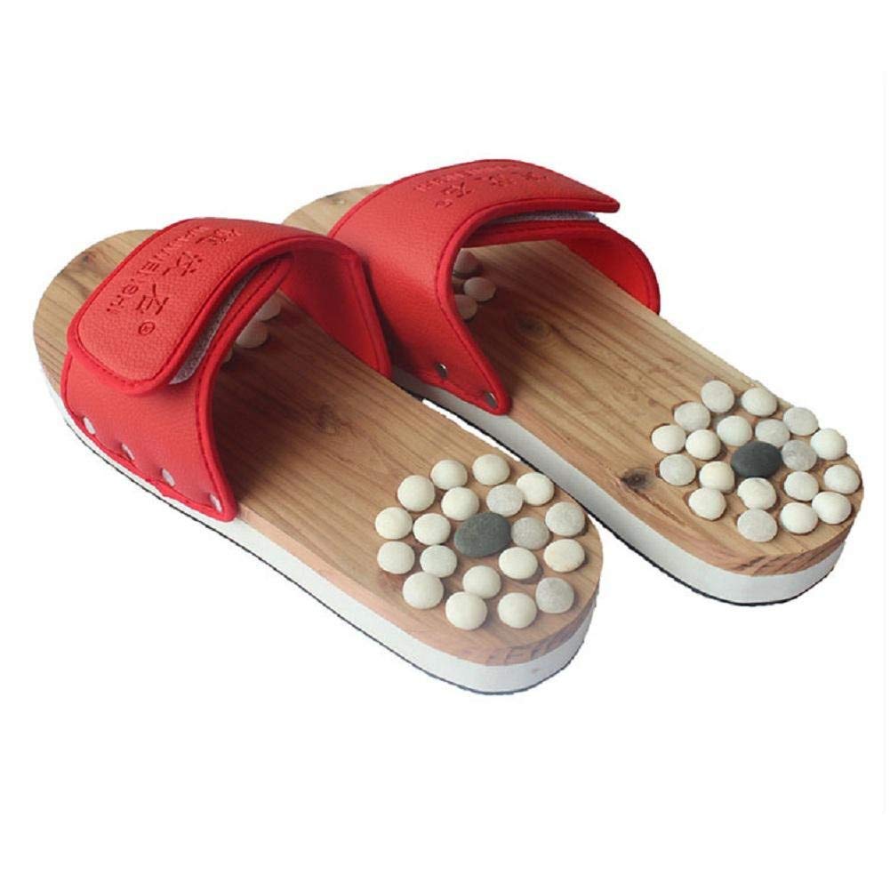 MU Pantofole di massaggio del piede della pantofola di massaggio di agopuntura di sanità portatile,rosso,37