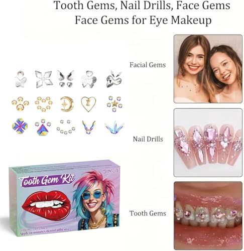 Image of DIY Tooth Gem Kit, 120+ Crystals | Sparkling Crystals Jewelry,with applicator and tools.,Long-lasting shine,Easy to apply and remove,for beginners