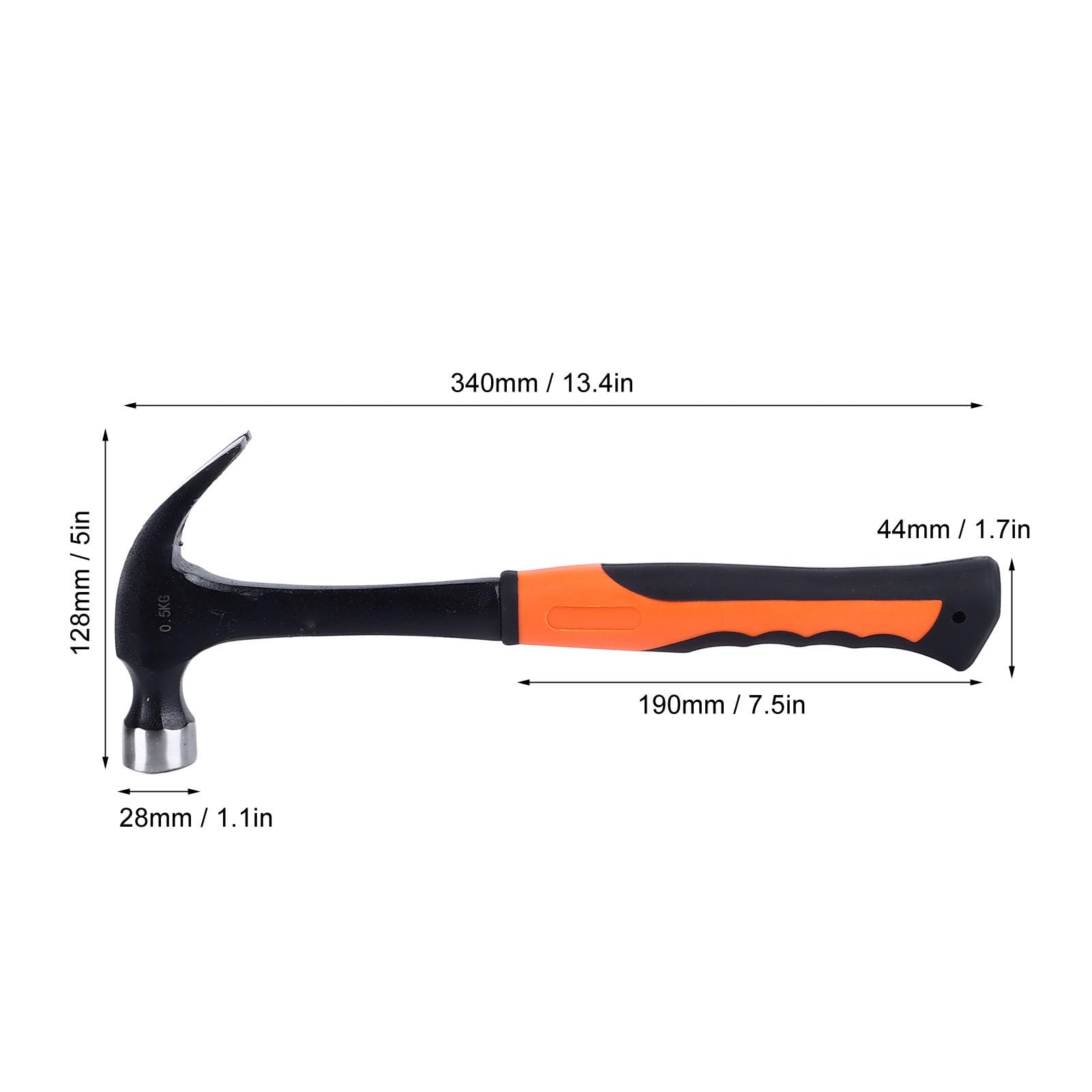 Claw Hammer High Carbon Steel Integrated Nailing Tool with Long Handle Portable for DIY Woodworking and Home Decoration