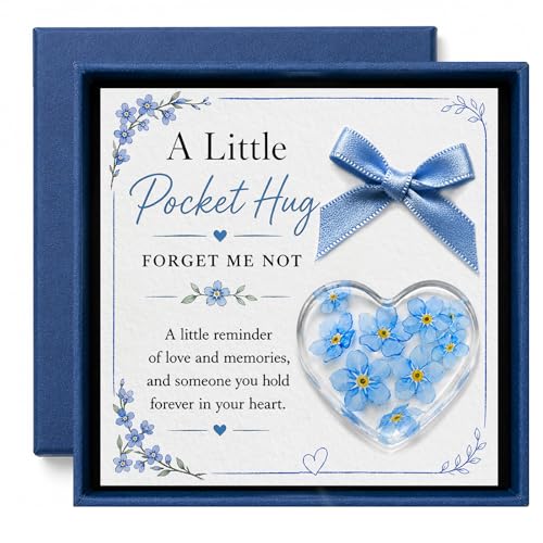 YYDESN Forget Me Not Forever In My Heart Keepsake Thinking of You Gift A Reminder Love Stays Close Long Distance Friendship Mother Daughter Connection Sympathy Pocket Hug