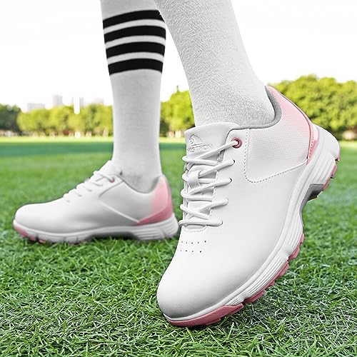 Zapatos de golf para mujer cómodos e impermeables para jugar sin resbalar 6