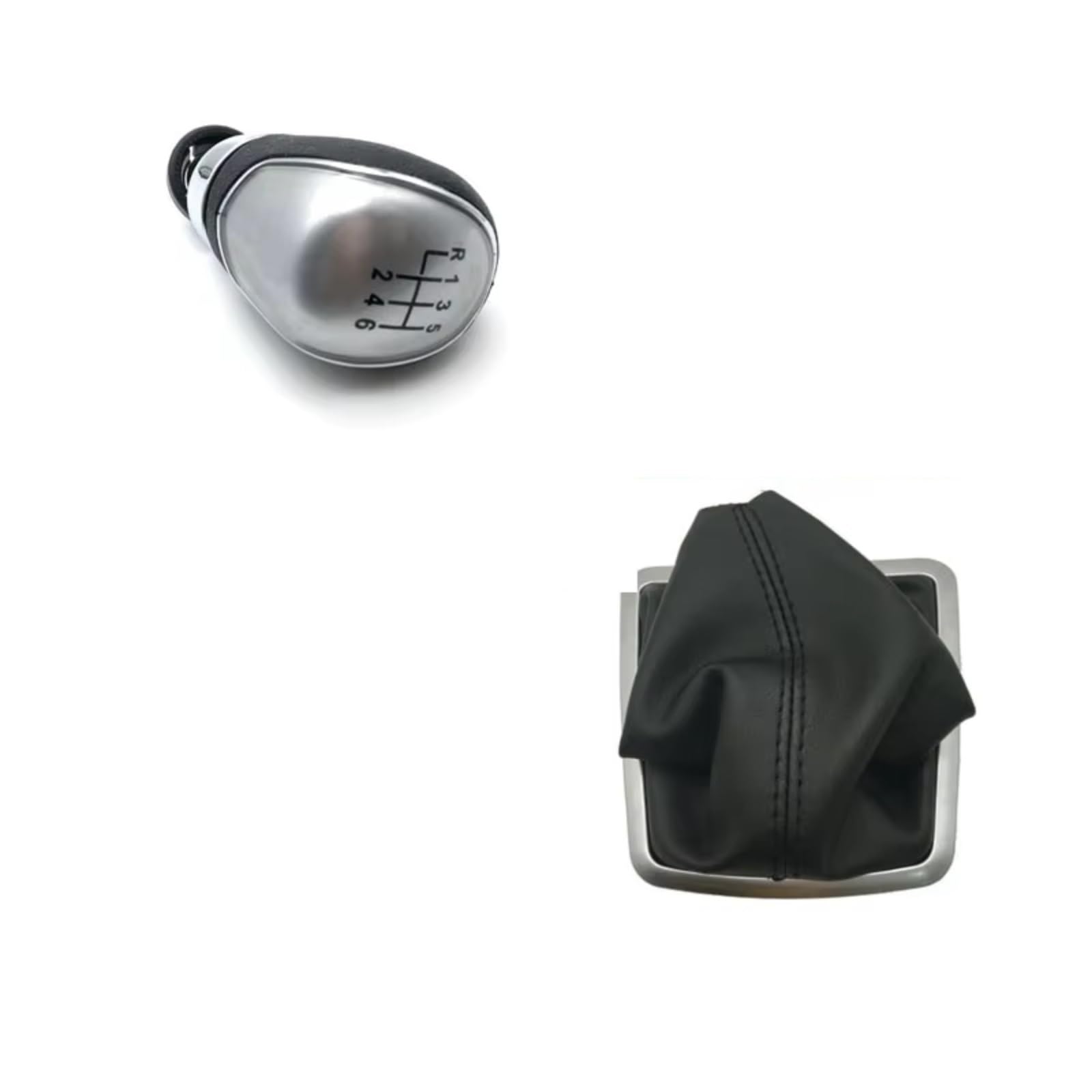 HILLAR Car Gear Stick Knob for Focus 2 MK2 FL MK3 MK4 MK7 for Mondeo for KUGA for Galaxy for Fiesta 5 Speed 6 Gear Shift Knob Manual(Silver Large 6speed)
