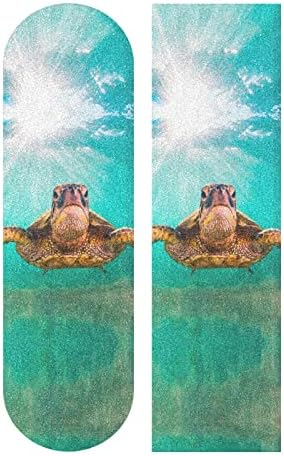 Hawaiian Green Sea Turtle in Turquoise Sea Water Underwater WorldSkateboard Grip Tape Sticker, Anti Slip Sandpaper Sheet Scooter Longboard, Strong Stickiness, Wearable Tear Resistance 9" x 33"