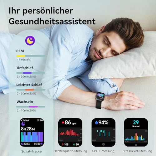 Smartwatch Herren Damen mit Telefonfunktion Alexa Integriert -Fitnessuhr 110+ Sportmodi &IP68-1,91'...