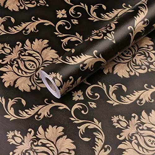 JAAMSO ROYALS Black Damask Self Adhesive, Peel and Stick Wallpaper for Wall décor and Home décor (18" x 118" = 15 sq.ft) (B0924HRHFR) Amazon Price History, Amazon Price Tracker