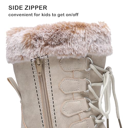 Apakowa Girls Snow Boots Waterproof Kids Outdoor Insulated Warm Winter Boots (Toddler/Little Kid/Big Kid)4