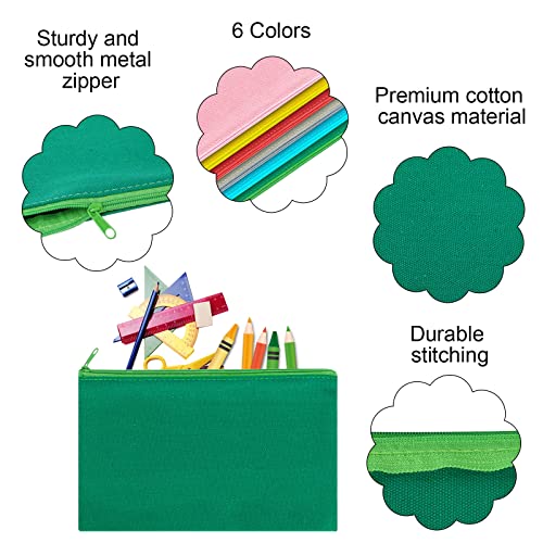 Image of 12 Pieces Cotton Canvas Makeup Bag, Multipurpose Cosmetic Bag with Zipper Travel Toiletry Pouch, Blank DIY Craft Bag (Multicolored A, XL)