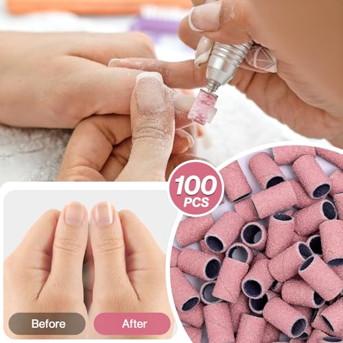 Image of MelodySusie 100 Pcs Nail Drill Bits Sanding Bands for Nail Drill 80 Coarse Grit Nail File Sanding Bands for Acrylic Nails Gel Manicures and Pedicure