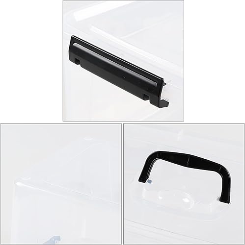 Miniatura 10 de Caja de almacenamiento de plástico de 10 litros, paquete de 4 contenedores de almacenamiento con cierre transparente con tapas